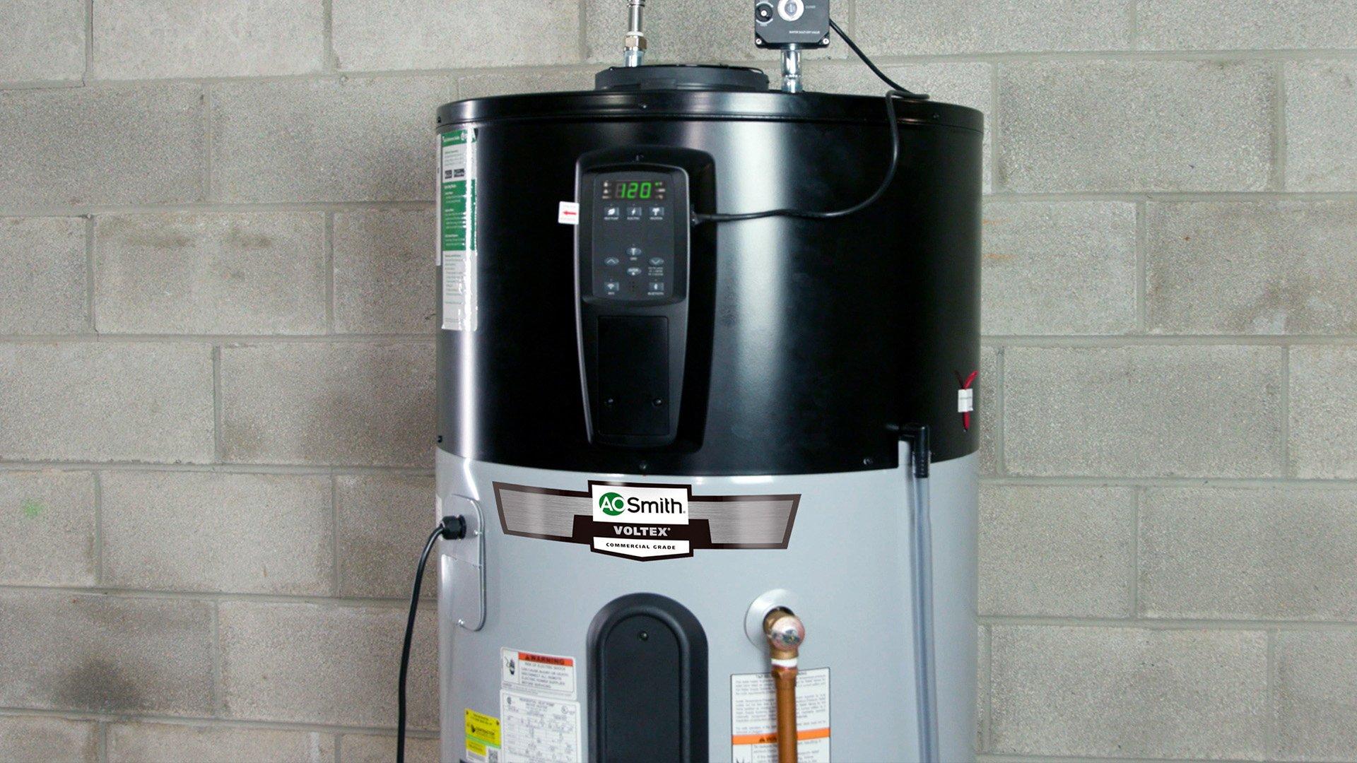 A. O. Smith residential water heater installed in home. 